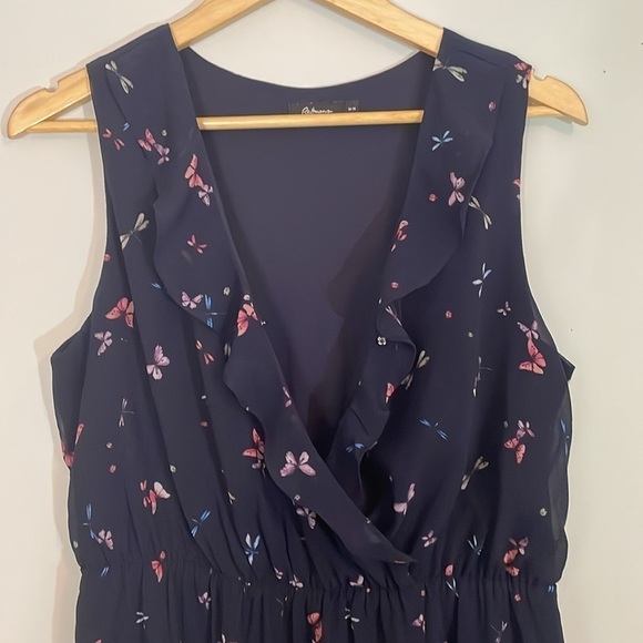 Women’s sleeveless floral ruffle drawstring flowing dress - Picture 8 of 10